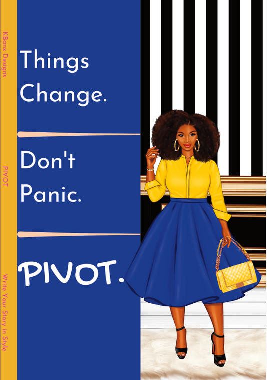 Things Change. Don't Panic. PIVOT. (Navy Blue/Yellow)