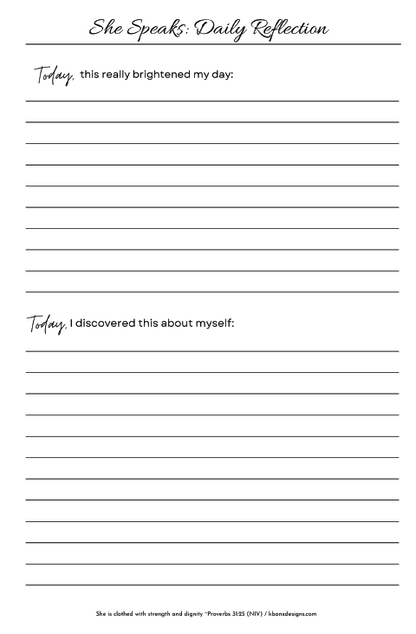 She Speaks Daily Reflection Journal
