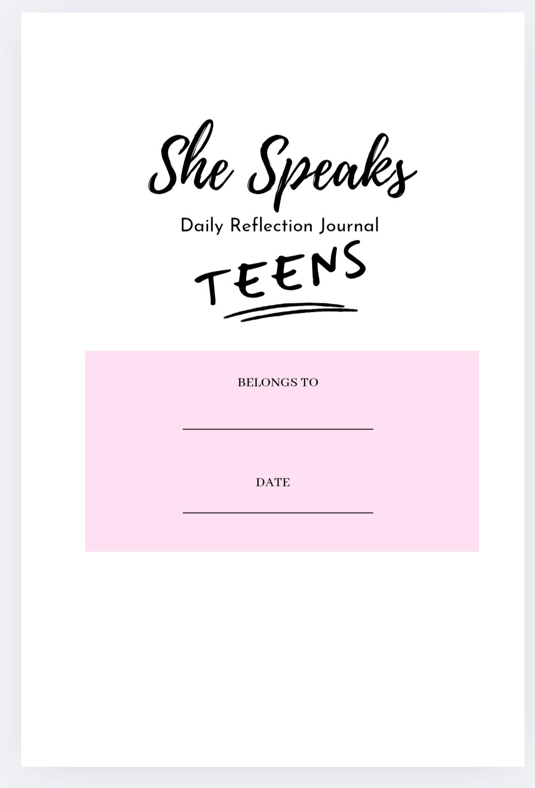 She Speaks TEENS 💚💓💙💜Daily Reflection Journal